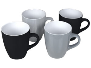 bekers 4 dlg zwart/grijs