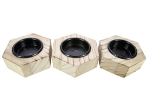 3 Theelichthouders 8x7xH2,5cm Hout