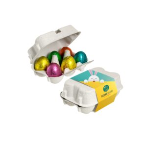 Doosje met 6 paaseitjes met bedrukte wikkel full colour