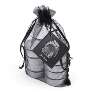JENS Living Theelichten 4u in Organza Zak 8/ Zwart