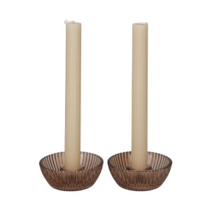 JENS Living Giftset Kandelaar + Kaars Bruin /2