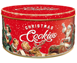 Vintage Christmas Koektrommel met kaneelkoekjes