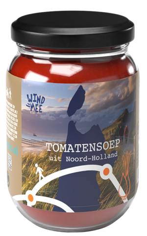 Wind mee Tomaat-courgettesoep veggie in pot