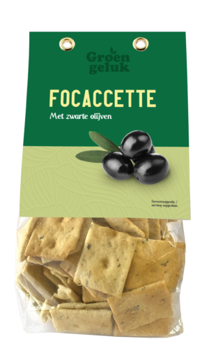 Groen Geluk Focaccette zwarte olijven