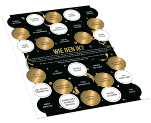 Time to Party Stickervel Wie ben ik?