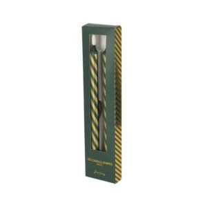 JENS Living LED Kaars Gestreept Groen/Goud /2