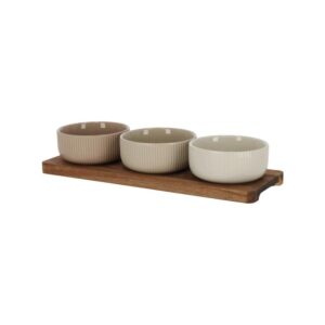 JENS Living Serveerplank Met Schaaltjes Beige