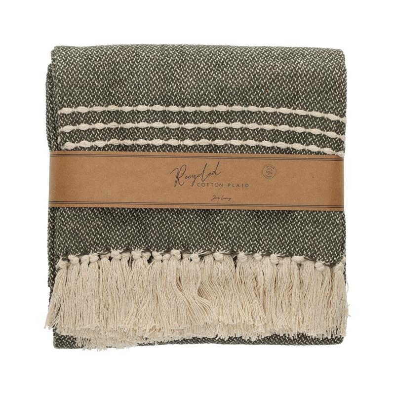 JENS Living Recycled Cotton Plaid Juul Groen