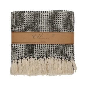 JENS Living Recycled Cotton Plaid Wafel Zwart