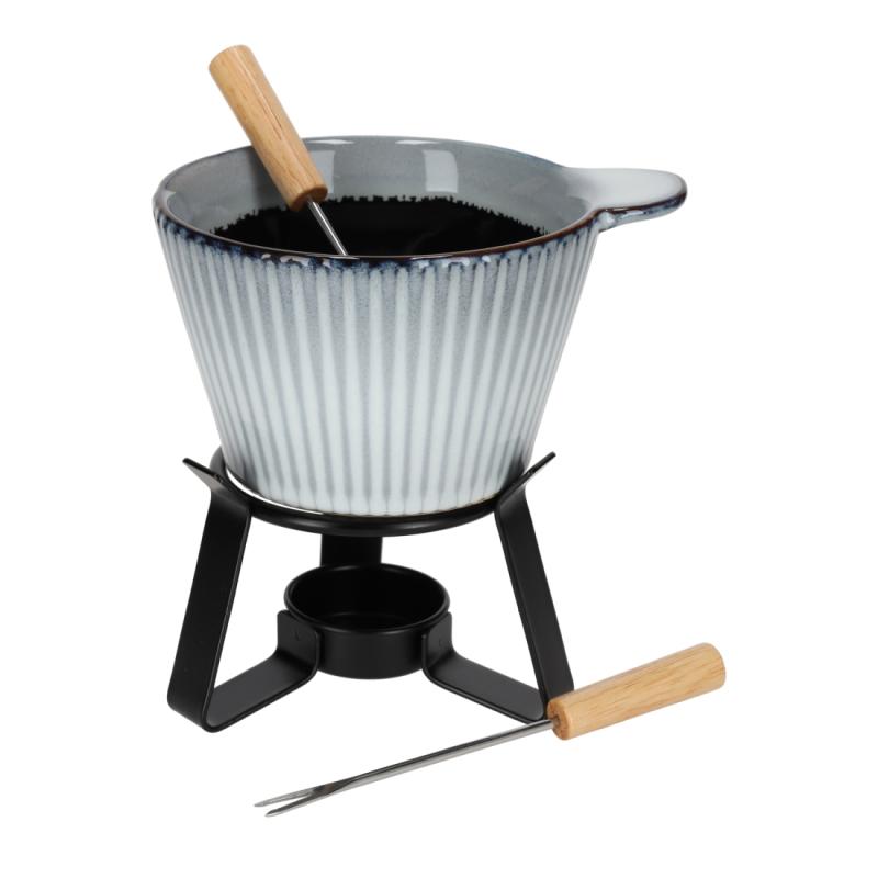 JENS Living Fondue Set Ribbel Grijs
