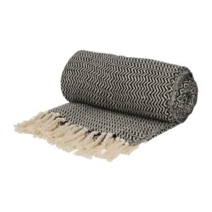 FITZ Living Recycled Cotton Plaid Visgraat Zwart